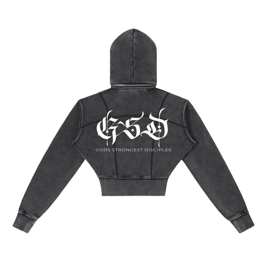 Vintage Washed Cropped Fleece Hoodie - EDEN