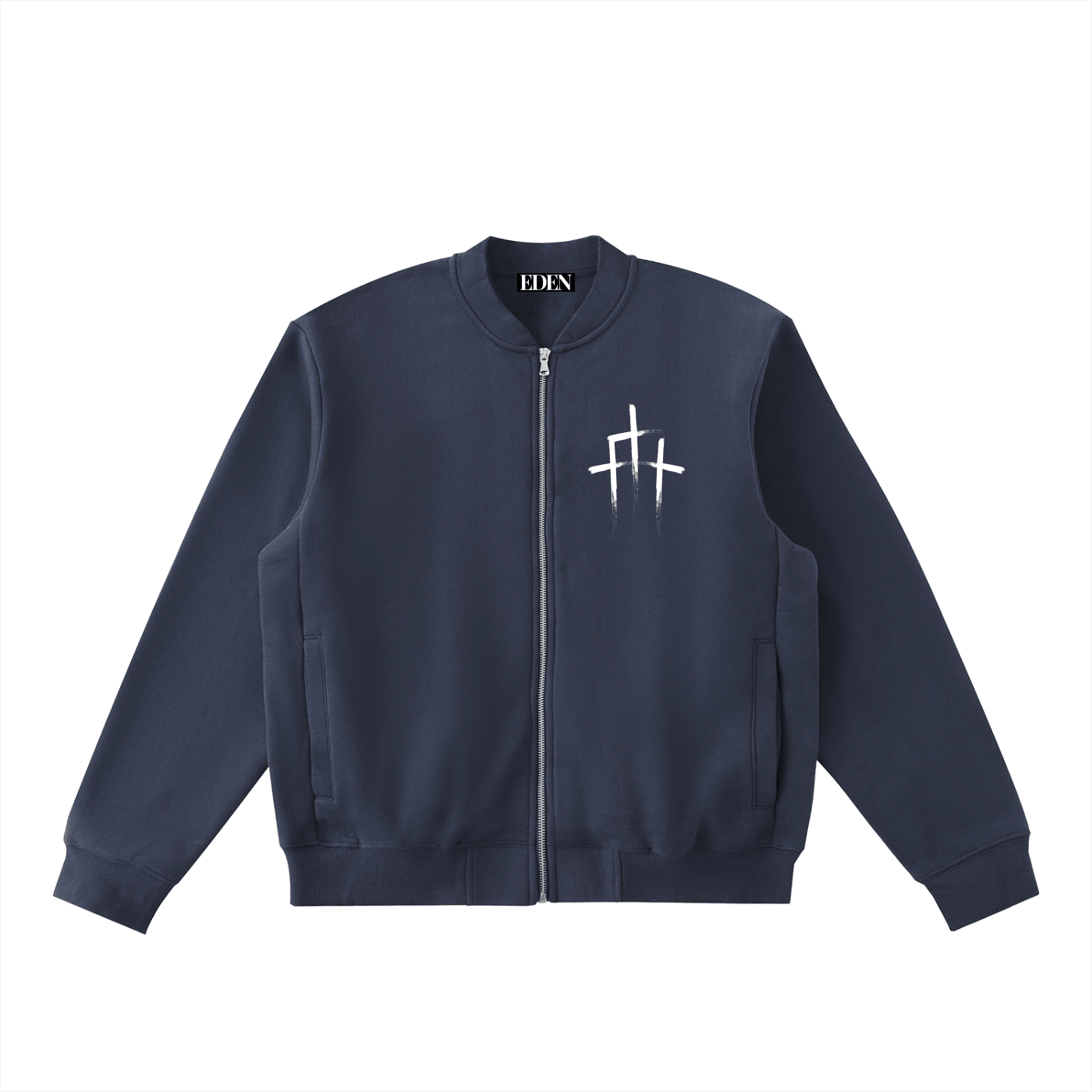Essential Zip - Up Fleeced Varsity Jacket - EDEN