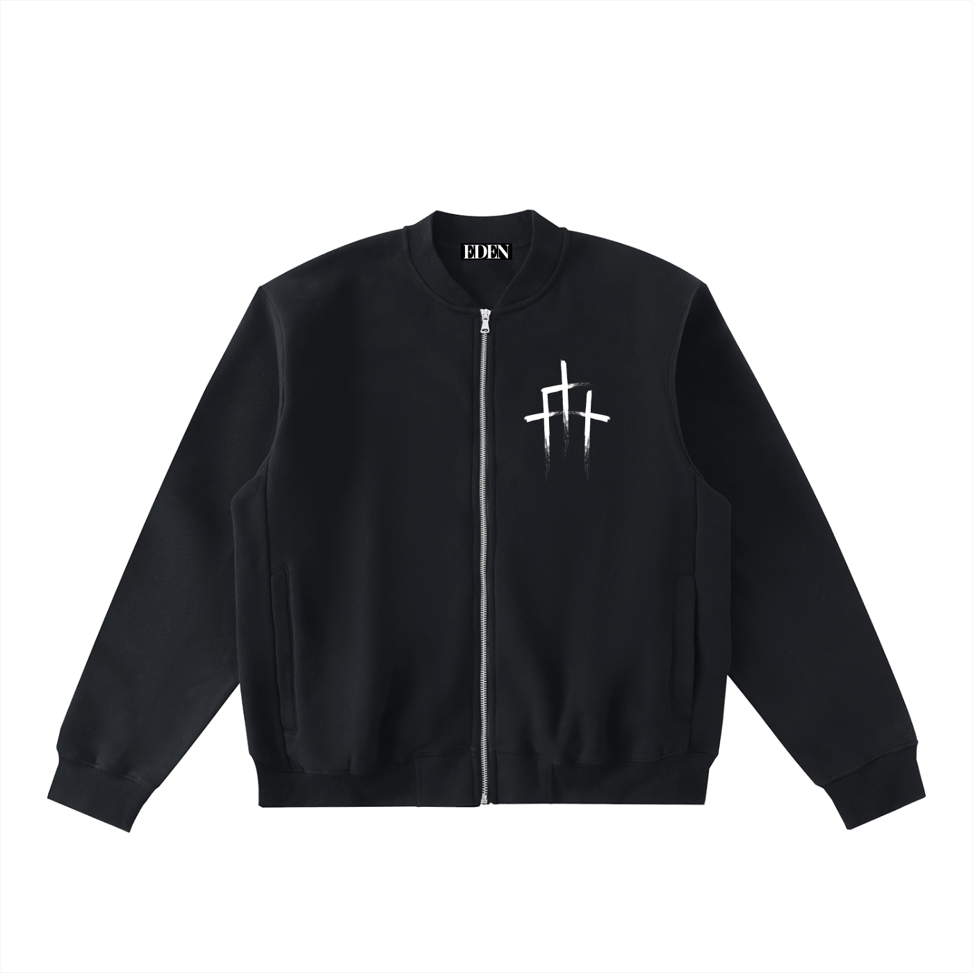Essential Zip - Up Fleeced Varsity Jacket - EDEN