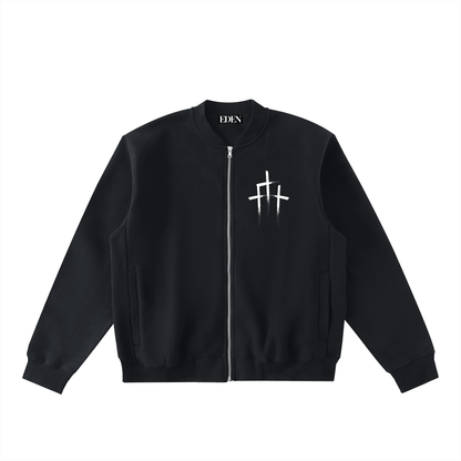Essential Zip - Up Fleeced Varsity Jacket - EDEN