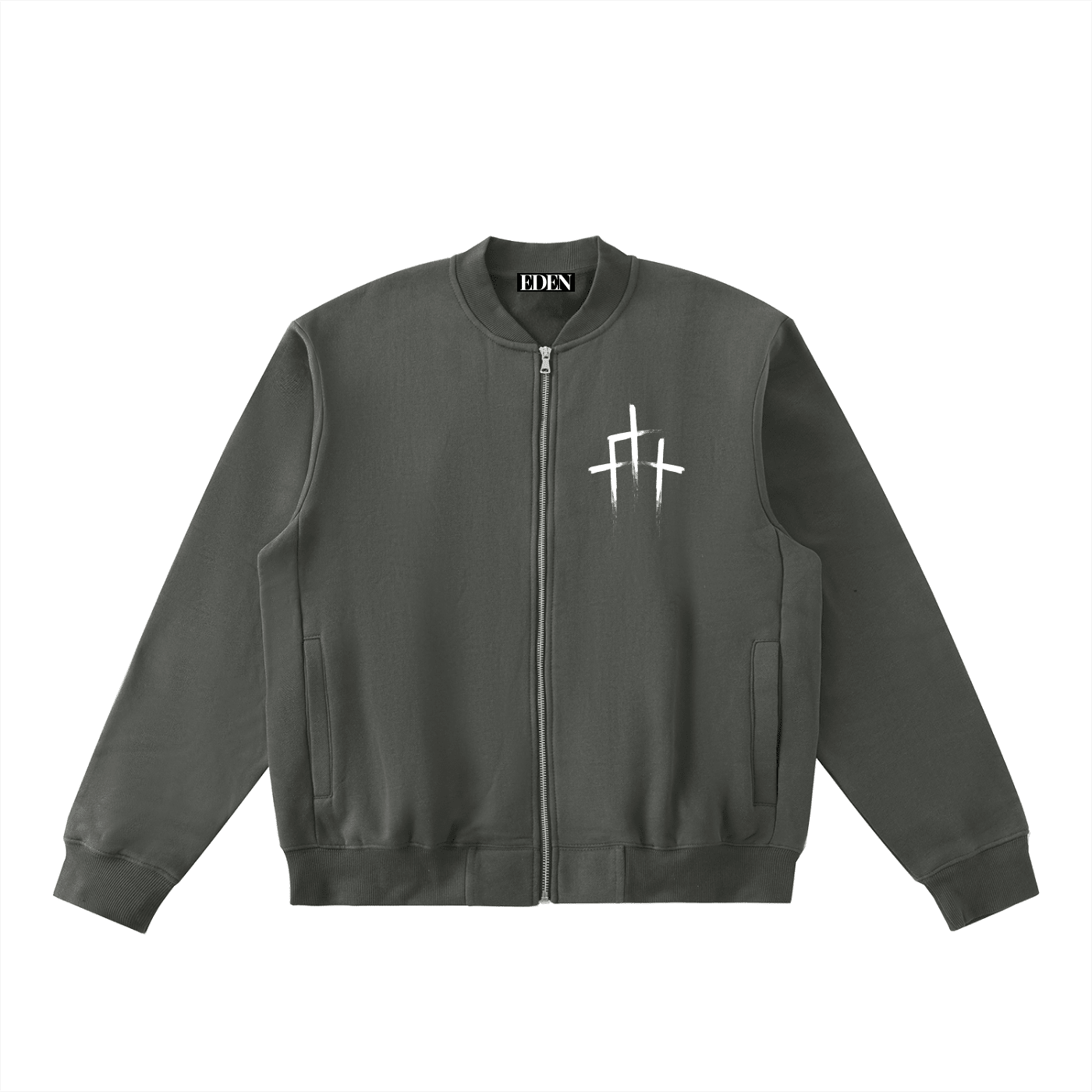 Essential Zip - Up Fleeced Varsity Jacket - EDEN