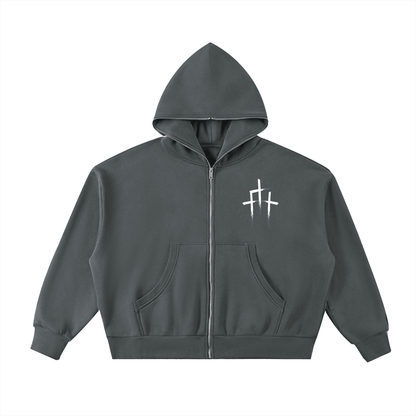 Fleeced Full - Zip Boxy Hoodie - EDEN