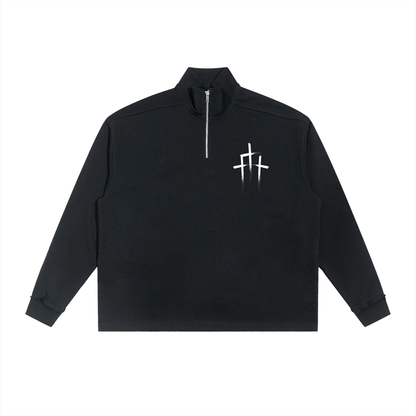 Half - Zip Rolled Edge Fleece Sweatshirt - EDEN