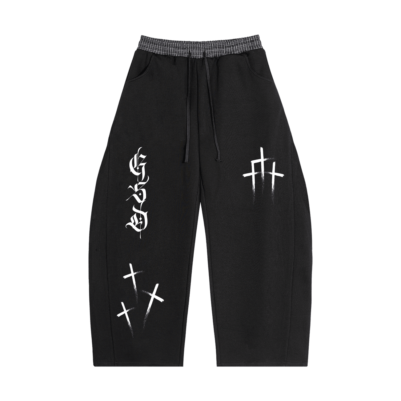 Plaid Waistband Barrel Sweatpants - EDEN