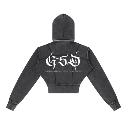 Vintage Washed Cropped Fleece Hoodie - EDEN