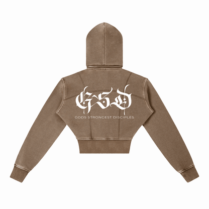 Vintage Washed Cropped Fleece Hoodie - EDEN