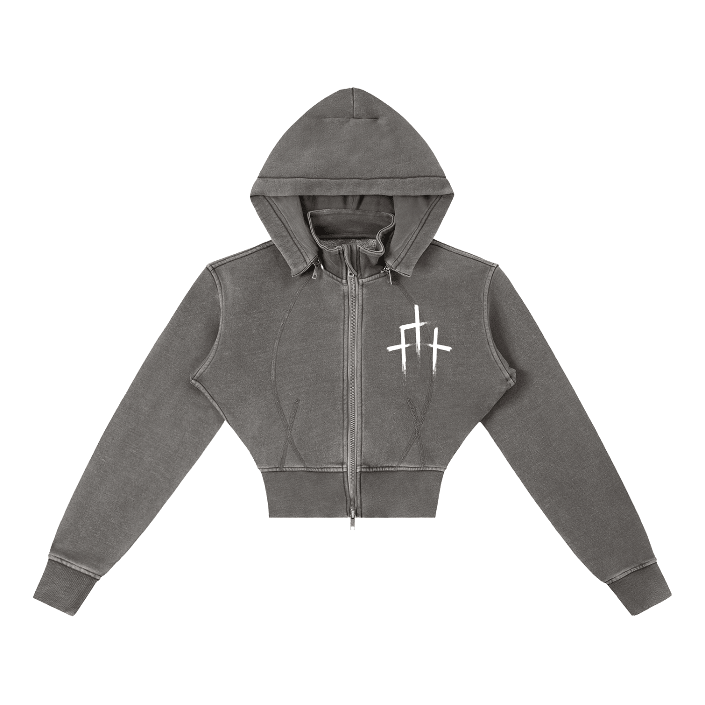 Vintage Washed Cropped Fleece Hoodie - EDEN