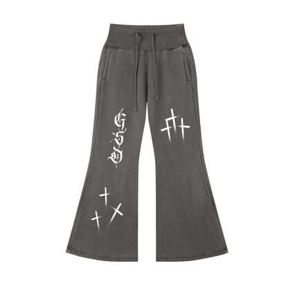 Vintage Washed Flared Fleece Pants - EDEN