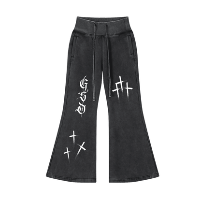 Vintage Washed Flared Fleece Pants - EDEN