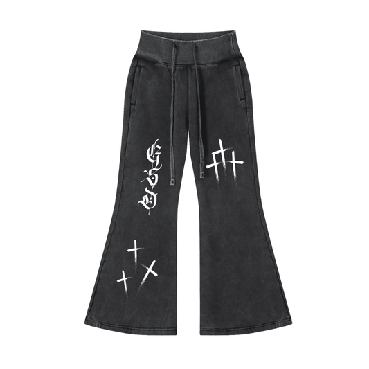 Vintage Washed Flared Fleece Pants - EDEN