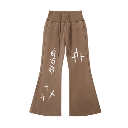 Vintage Washed Flared Fleece Pants - EDEN