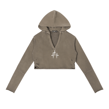 Vintage Washed Raw Edge Hoodie - EDEN